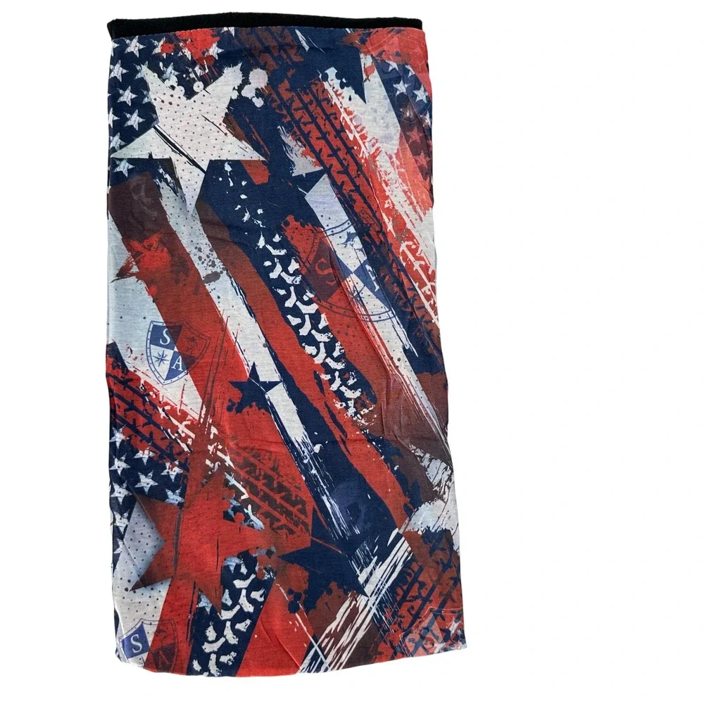SACO Frost Tech Fleece Face Shield Neck‎ Gaiter Patriotic Stars Stripes NEW!